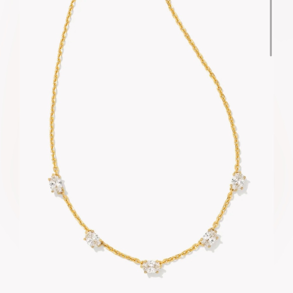Kendra Scott Cailyn Crystal Strand Necklace in Gold & White CZ NWT - Picture 8 of 9